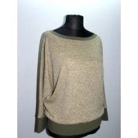 Cieplutki sweter KIMONO ze ściągaczami - miodowy i khaki